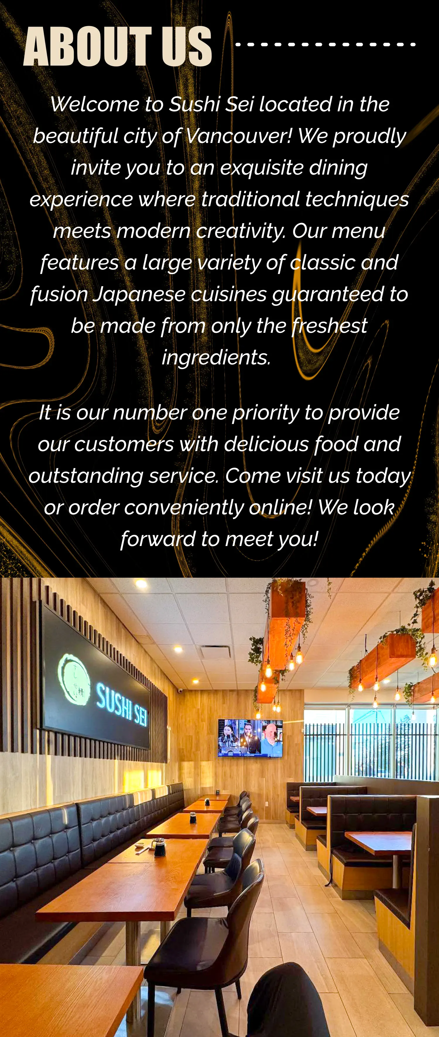 Sushi SEI | Japanese Restaurant in Vancouver | Order Online